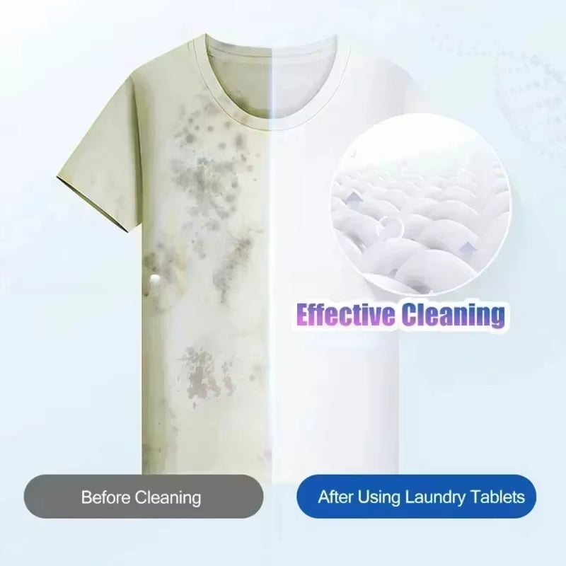 60 Pcs Laundry Tablets Concentrated Washing Powder Laundry Soap Washing Machine Clothing Strong Cleaning Sheets Detergent