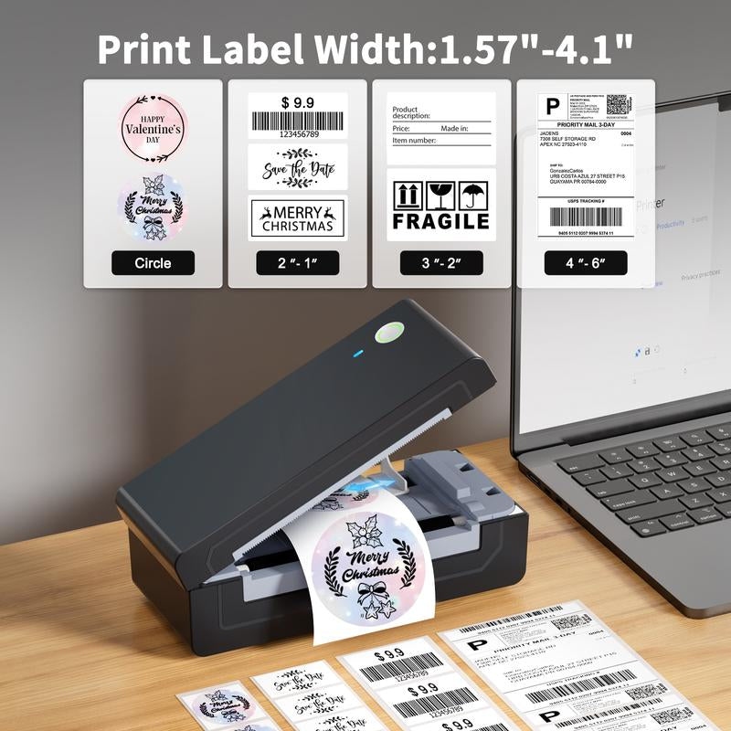 JADENS Bluetooth Shipping Label Printer -4X6 Inch Thermal Piinter Compatible with Ios, Android, PC, Mac, Etsy, Ebay, Shopify, USPS