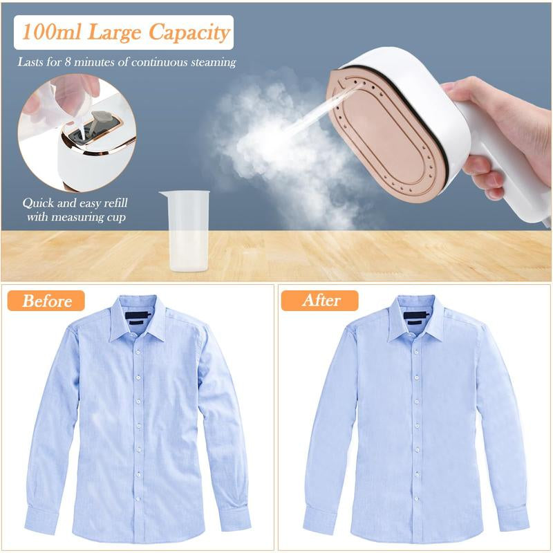 Mini Steam Iron, Travel Steamer for Clothes, Portable Handheld Steamer Support Dry and Wet Ironing 180° Rotatable Small Iron for Home and Travel