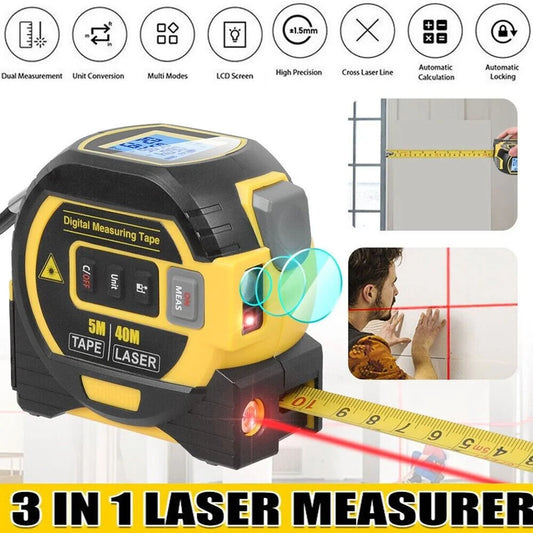 3 in 1 Laser Tape Measure Laser Distance Measuring Rangefinder Infrared High-Precision Digital Electronic Ruler Measuring Level.