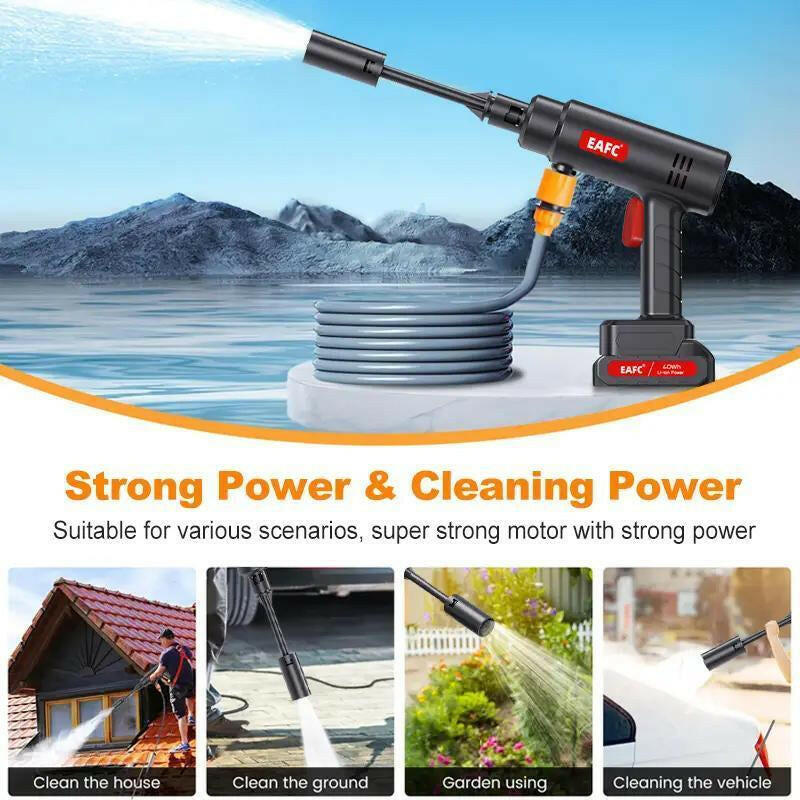 Portable Car Wash Cleaning Machine, Electric Cordless High Pressure Car Wash Gun Washer, High Pressure Car Wash Cleaning Machine, Foam Generator Spray Cleaner Tools for Cleaning Car, Garden, Floors, Car Accessories.