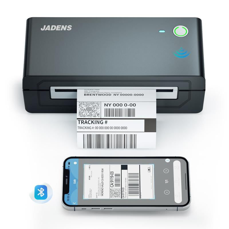 JADENS Bluetooth Shipping Label Printer -4X6 Inch Thermal Piinter Compatible with Ios, Android, PC, Mac, Etsy, Ebay, Shopify, USPS