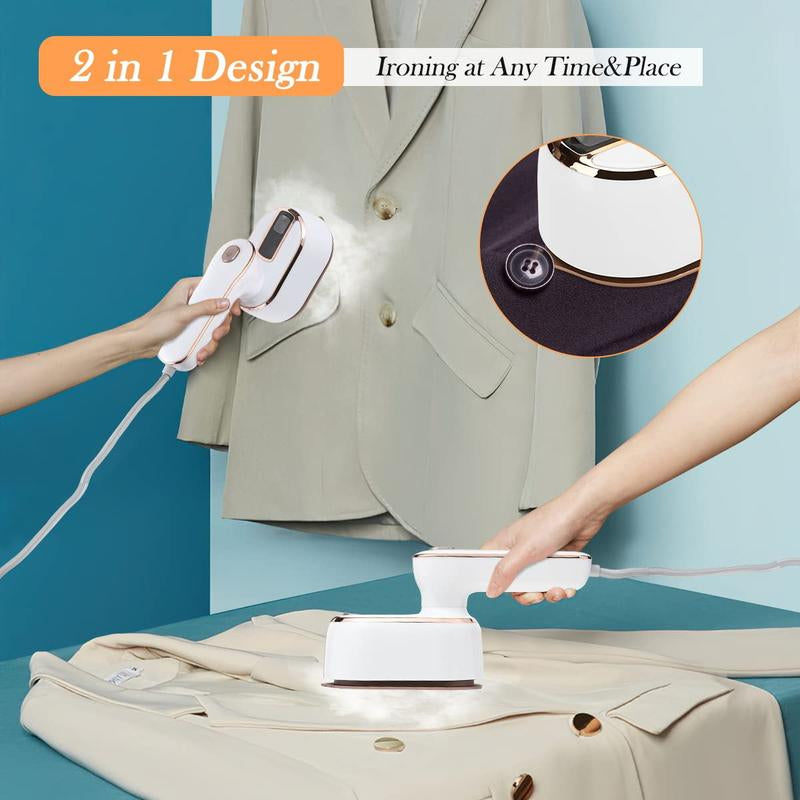 Mini Steam Iron, Travel Steamer for Clothes, Portable Handheld Steamer Support Dry and Wet Ironing 180° Rotatable Small Iron for Home and Travel