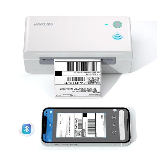 JADENS Bluetooth Shipping Label Printer -4X6 Inch Thermal Piinter Compatible with Ios, Android, PC, Mac, Etsy, Ebay, Shopify, USPS