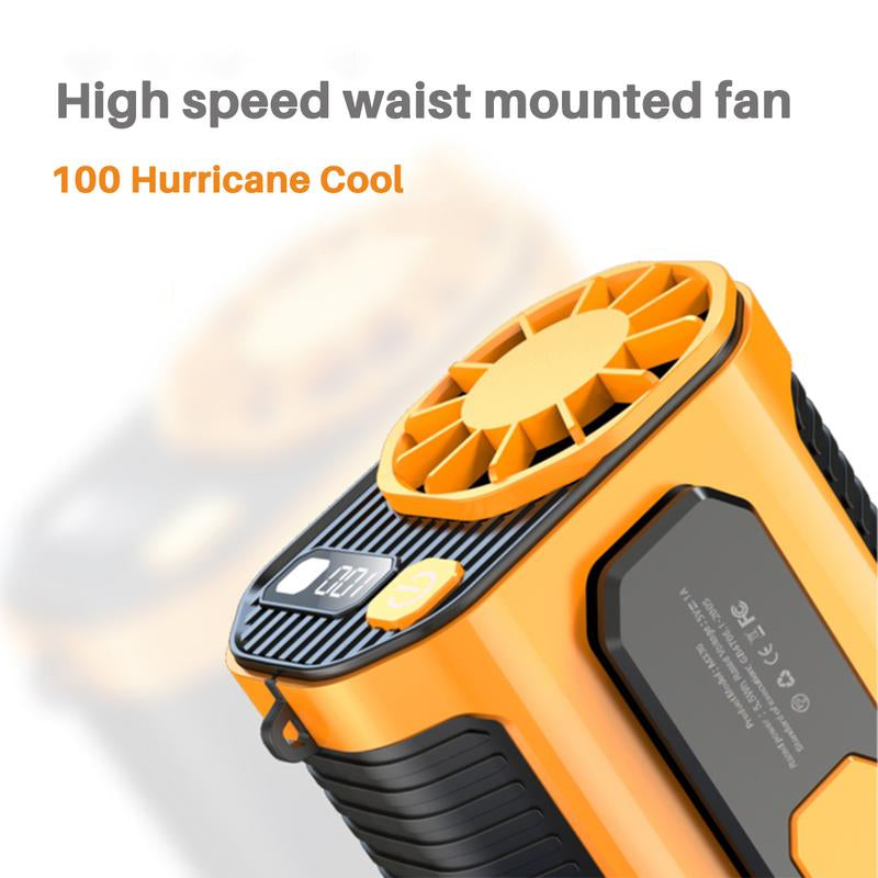 3-in-1 Portable Fan with 10000mAh Power Bank and LED Light - Rechargeable Outdoor Fan with 3 Wind Speeds, Ideal for Camping, Hiking, Gardening, and Travel