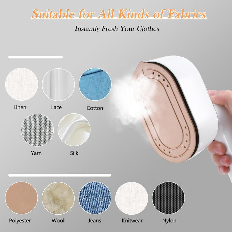 Mini Steam Iron, Travel Steamer for Clothes, Portable Handheld Steamer Support Dry and Wet Ironing 180° Rotatable Small Iron for Home and Travel