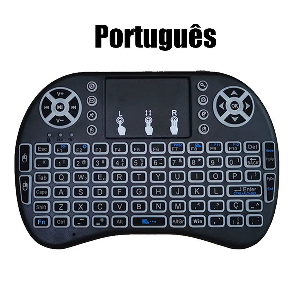 I8 Mini Wireless Keyboard 7 Color Backlit Russian French Spanish Portuguese Arabic 2.4G Air Mouse Remote for Android TV Box PC