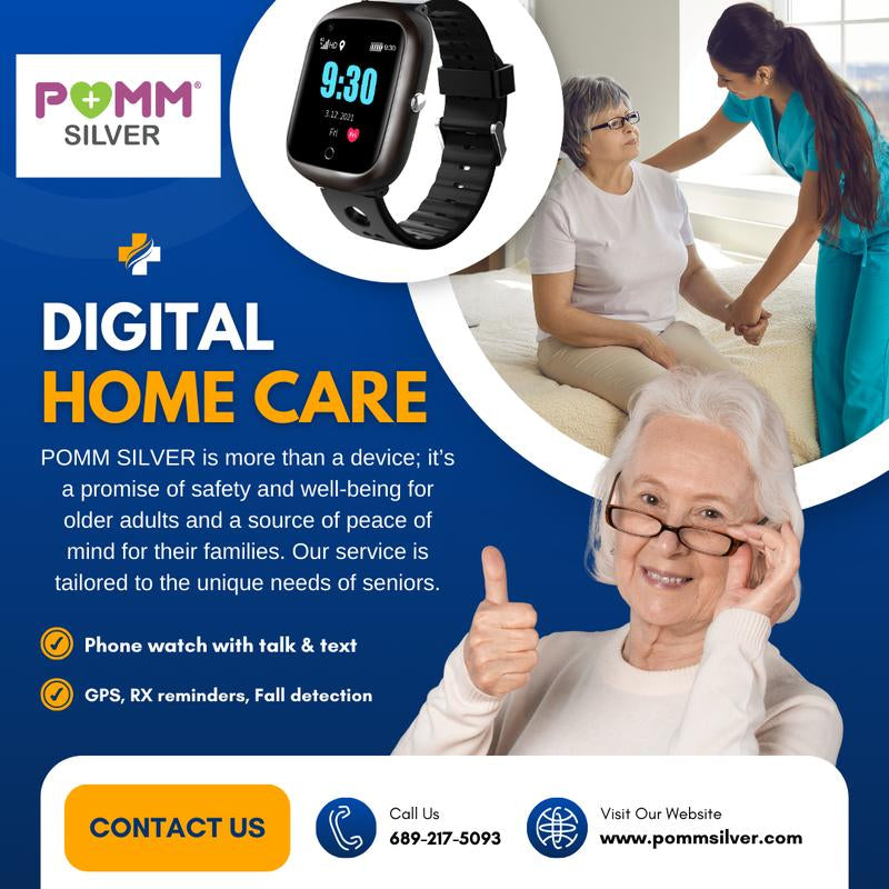 POMM SILVER SENIOR SMART WATCH (GPS +CELLULAR) FALL DETECTION, RX REMINDER Health Monitoring