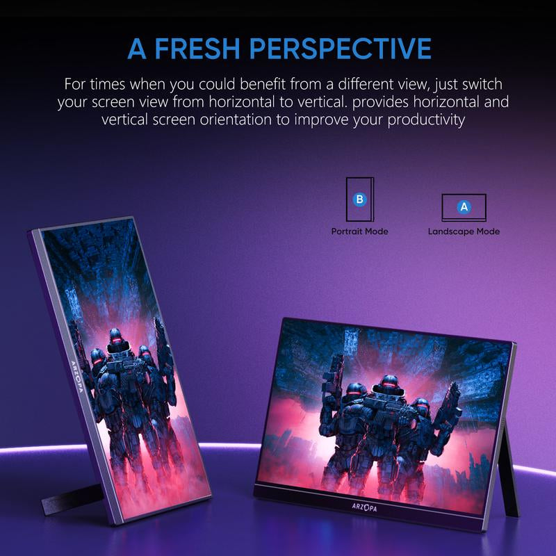 ARZOPA 16.1'' 100% Srgb 144Hz&60Hz Portable Gaming Monitor 1080P FHD Kickstand Portable Monitor External Second Screen for Laptop,Pc,Ps5,Xbox,Switch