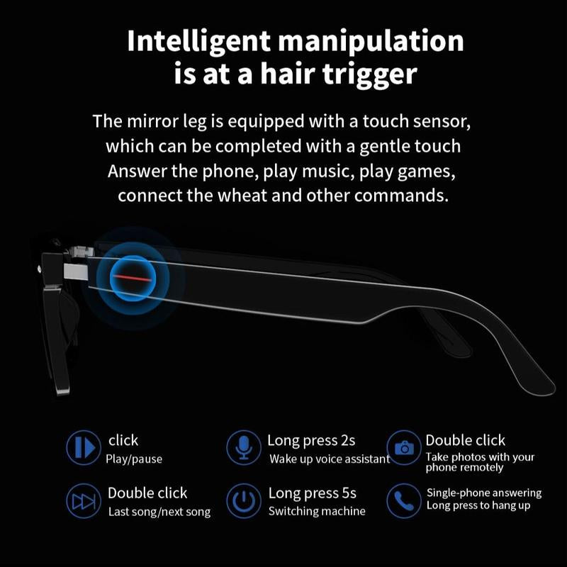 Fall E13 Anti-Blue Light Smart Glasses for Fall, Touch Control Multi-Functional Smart Glasses, Portable Stereo Sound Effect Glasses Headset for Men & Women