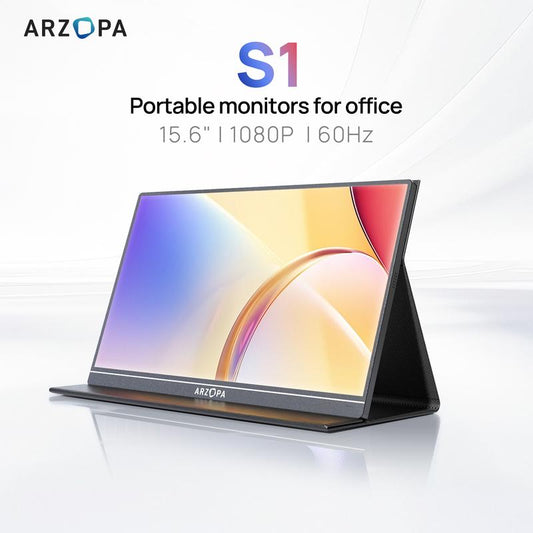 ARZOPA Portable Monitor 15.6'' 1080P 60Hz FHD Laptop Monitor USB C HDMI Computer Display HDR Eye Care External Screen for PC Mac Phone Xbox Switch PS5