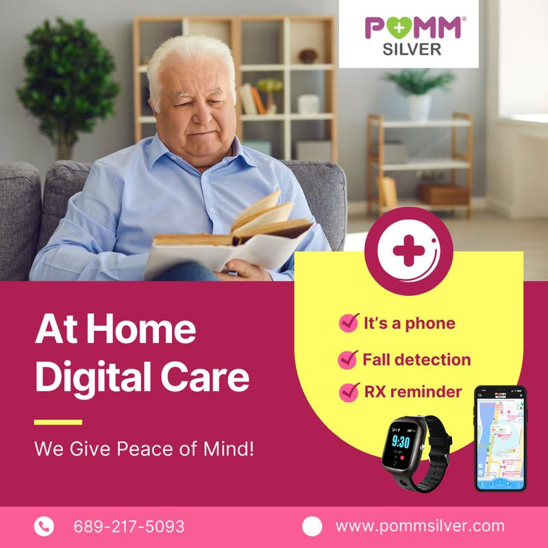 POMM SILVER SENIOR SMART WATCH (GPS +CELLULAR) FALL DETECTION, RX REMINDER Health Monitoring