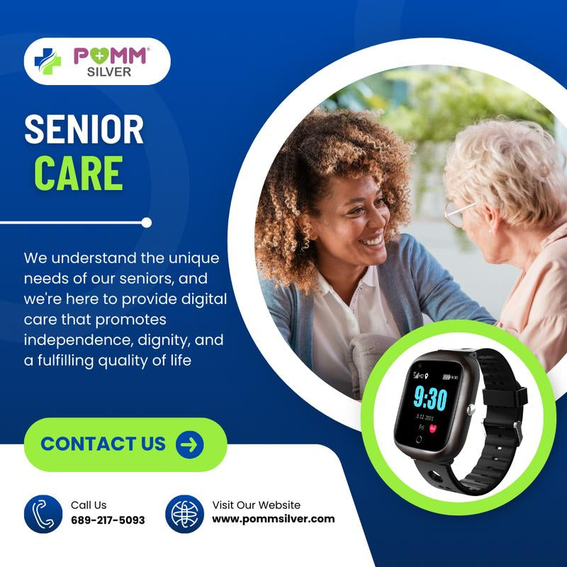 POMM SILVER SENIOR SMART WATCH (GPS +CELLULAR) FALL DETECTION, RX REMINDER Health Monitoring