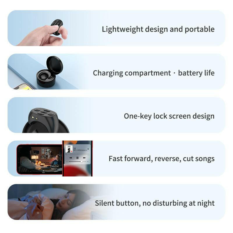 Tiktok Scroll Ring, for Kindle App, Bluetooth Connection, for Iphone Series,Ipad,Android Phones and More Selfie Smartphone Cellphone.