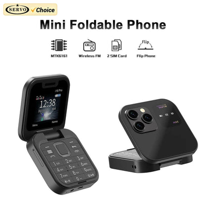 I16Pro Small Foldable Mobile Phone Auto Call Record Speed Dial FM Radio Mini Flip Telephones 2 Card GSM Unlocked Cellphone.