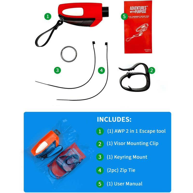 Essential 2-in-1 Emergency Tool: Window Breaker & Seatbelt Cutter for Every Driver.