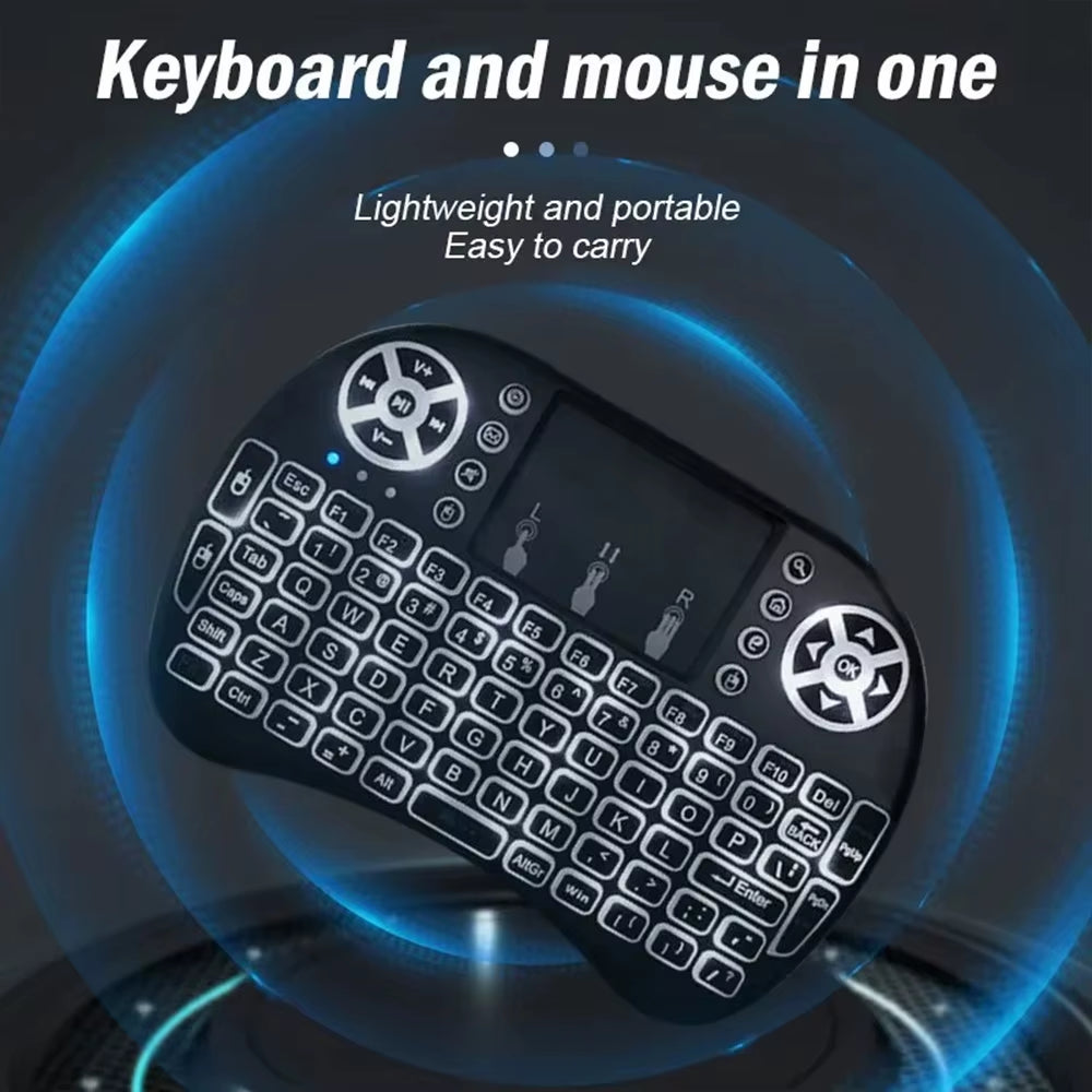 I8 Mini Wireless Keyboard 7 Color Backlit Russian French Spanish Portuguese Arabic 2.4G Air Mouse Remote for Android TV Box PC